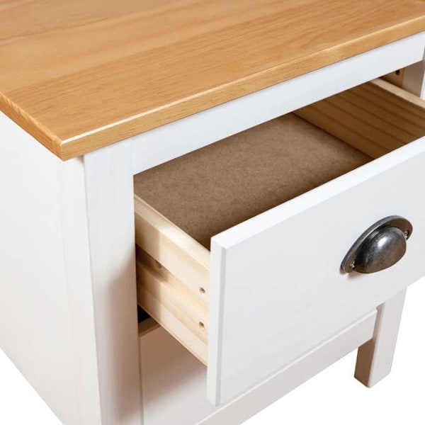 2 kpl yöpöytiä kahdella laatikolla 46 x 35 x 49,5 cm valkoista ja ruskeaa mäntyä DEC036011 Vit