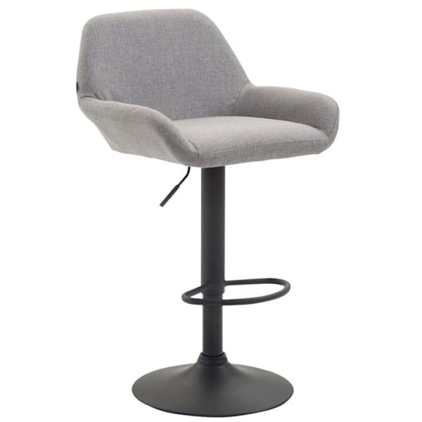 Baari stool x1 musta kaaren muotoinen jalkatuki, harmaa kangaspinta 10_0004547 Grå