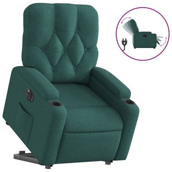 Fauteuil relax TV med elektrisk løftefunktion, meget komfortabel i mørkegrøn stof DEC028592 Guld