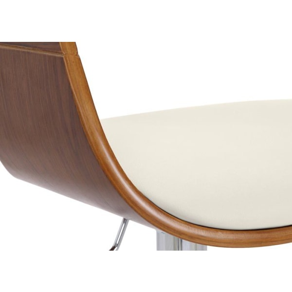 Barstol x1 skandinavisk design i vit PVC med struktur i valnöt färg 10_0005043 Vit