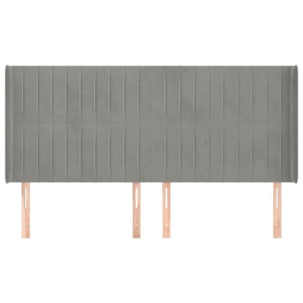 Hovedgærde til seng til soveværelse møbel med sidekant 203 x 16 x 118/128 stof i lys grå velour