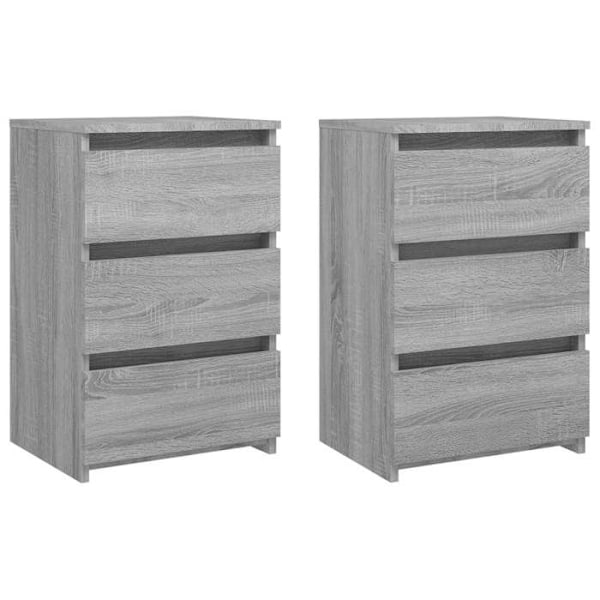 Sæt med 2 natborde med 3 skuffer 40 x 35 x 62,5cm ingeniørtræ grå DEC035705 kastanj