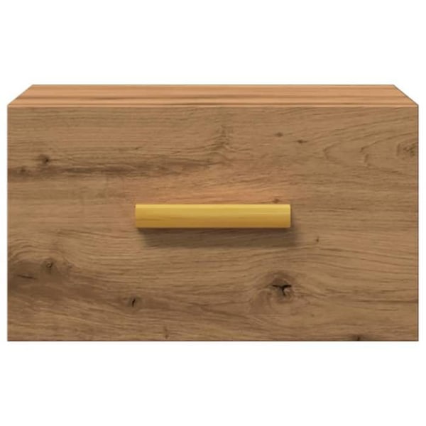 Sæt af 2 væghængte natborde med skuffe 35 x 35 x 20 cm ingeniørtræ i egetræsfarve DEC036039 kastanj