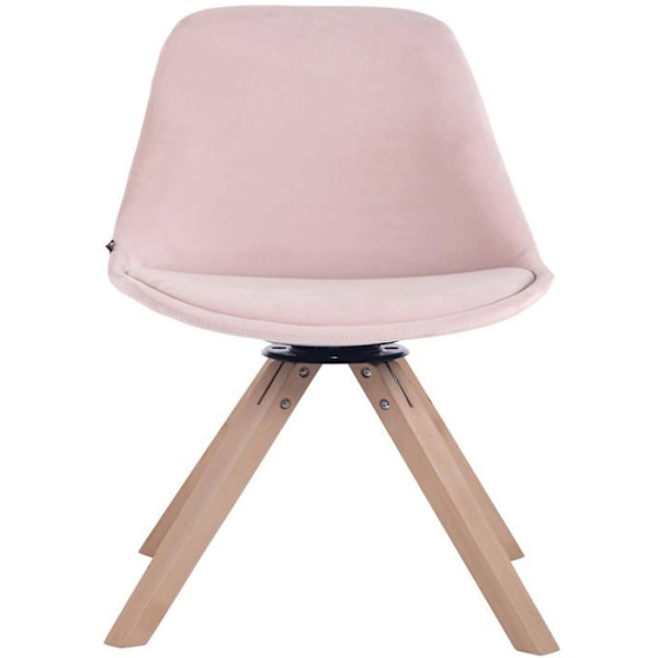 Spisestol x1 besøgsstol med 360° drejelig velour i rosa, ben i lyst firkantet træ 10_0003506 kastanj