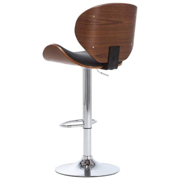 Barstol x1 høj stol i retro design i sort PVC, buet træ og metal DEC029513 kastanj