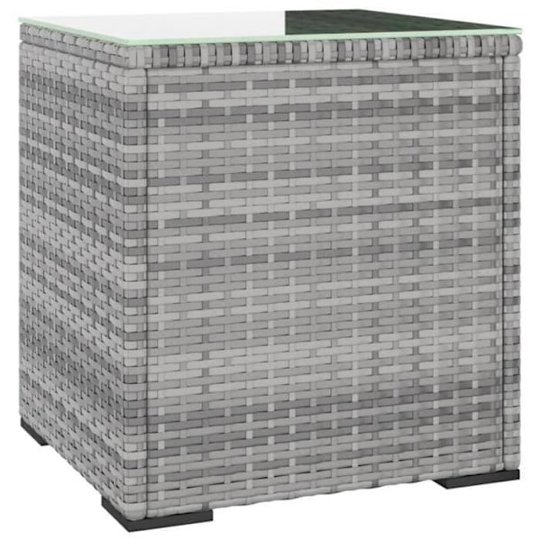Bord för inomhus- eller utomhusbruk 40 x 37 x 40,5 cm polyrotin grå och härdat glas DEC032438 Grå