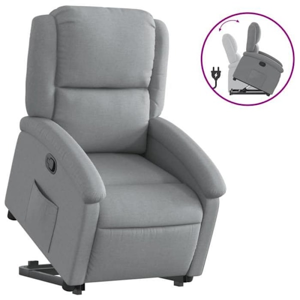Fauteuil relax TV med komfortabel polstring, elektrisk løftefunktion i lys gråt stof DEC027907 Grå