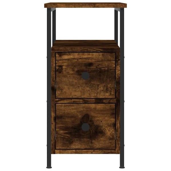 Sæt af 2 sengeborde med skuffer og hylde 30 x 60 x 60 cm ingeniørtræ brun og jern DEC035058 kastanj