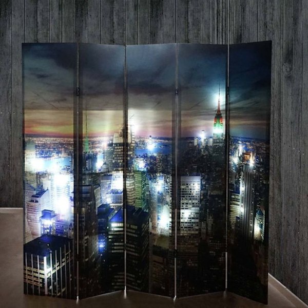 Paravent separator avdelare 5 sektioner 30 LED 180 av 200 mönster New York