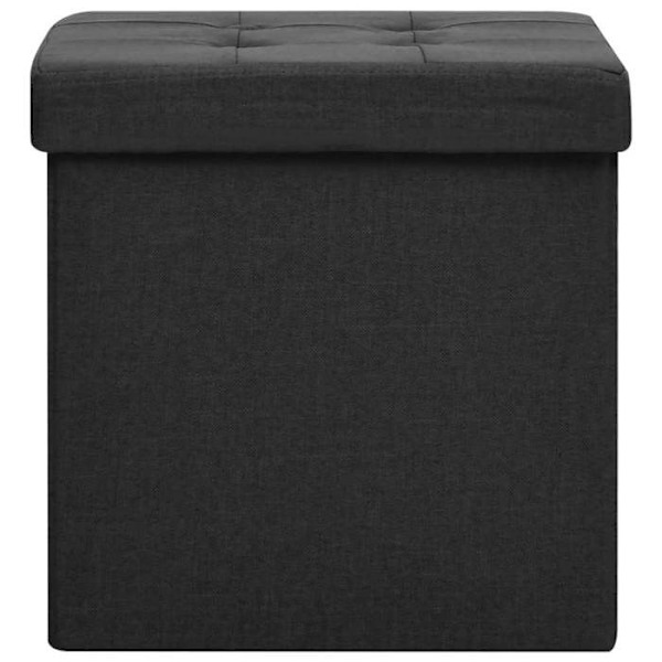 Taburet sæde opbevaringspuf 38 x 38 x 38 cm foldbar i sort stof DEC026351 Svart