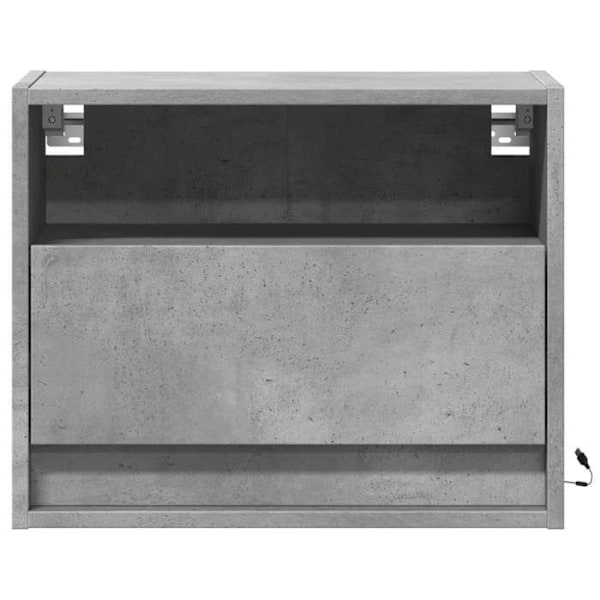 Væghængt natbord med LED-lys og skuffe 50 x 34 x 40 cm grå ingeniørtræ DEC034195 kastanj