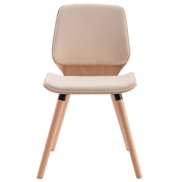 Set om 2 stolar i modern design för kök och matrum i syntetiskt krämfärgat material