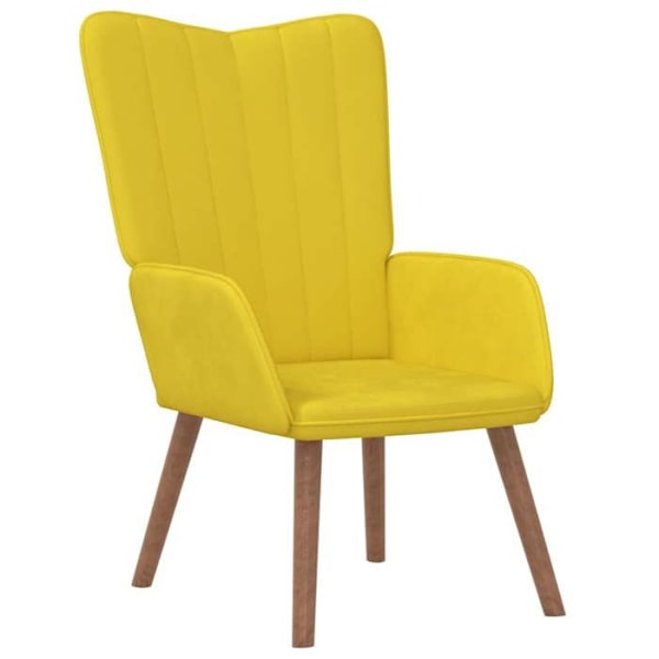 Moderne design lounge stol med fodskammel i sennepsgul velour DEC026532 Gul