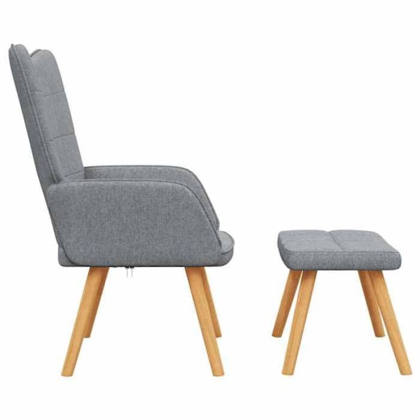Moderne design lounge stol med fodskammel i lysegrå stof DEC026571 Grå