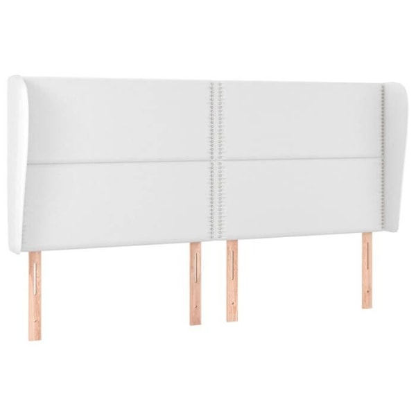 Hovedgærde til soveværelse med sidelæbe 203 x 23 x 118/128 cm syntetisk hvid TDL0205780 Vit