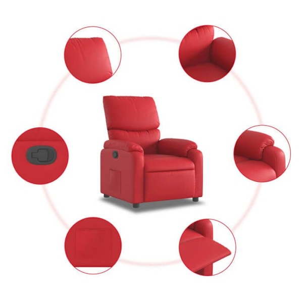 Fauteuil relax TV med komfortabel polstring og manuel vippefunktion i rød PVC DEC028166 Guld