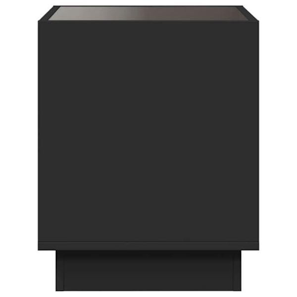 Yöpöytä LED-peilillä ja avoimella osastolla 50 x 50 x 50 cm mustaa engineering-puuta ja lasia DEC033160 kastanj