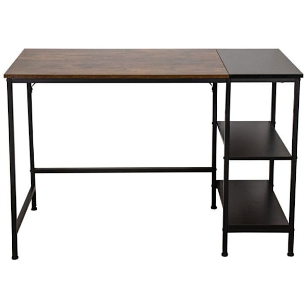Bureau med computerbord og 3 opbevaringspladser i sort metal og brunt MDF 10_0005523 kastanj