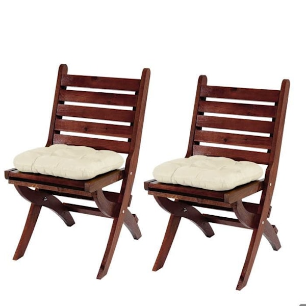 2 sæt stolepuder til have, terrasse, balkon 41 x 38 x 8 cremefarvet stof