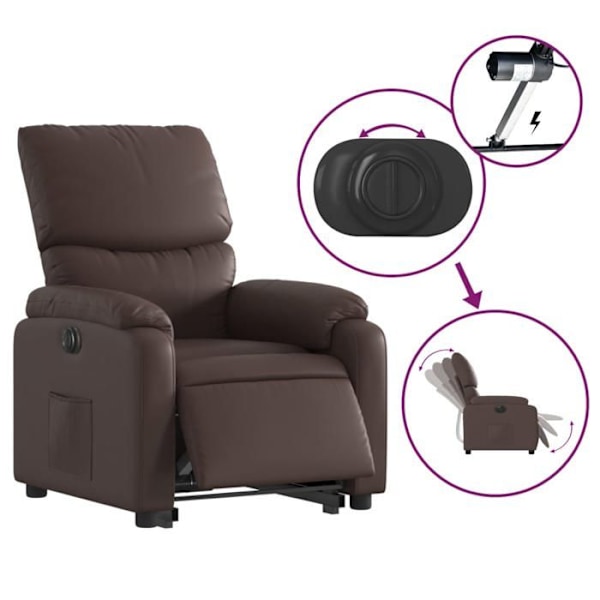 Fauteuil relax TV med elektrisk løftefunktion, meget komfortabel i brunt PVC DEC028426 kastanj