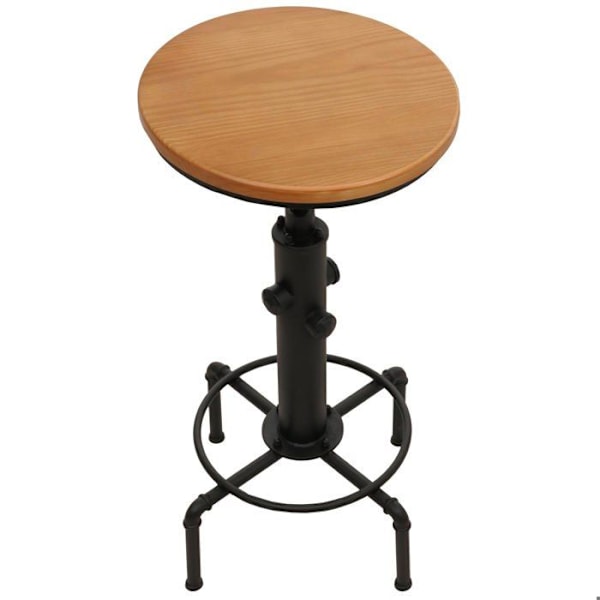 Bistro barbord med højdejustering, fodstøtte, roterende sæde i stål og træ, diameter 50 cm 04_0008521 kastanj