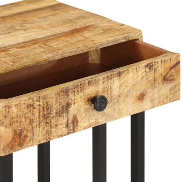 Lille sidebord med U-formet skuffe 45 x 30 x 61cm i mango-træ og stål DEC032433 kastanj