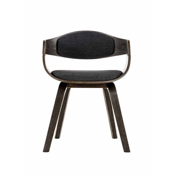 Työtuoli ilman pyöriä, vieraalle, kangasta ja puuta, retrodesign ja maksimaalinen mukavuus, tummanharmaa BUR10551 kastanj