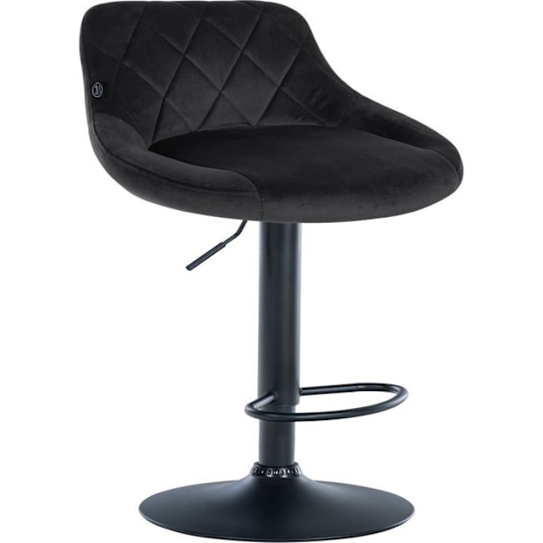 Barstol i sort velour med dekorative syninger, roterende, sort metalstøtte TDB10669 Metall