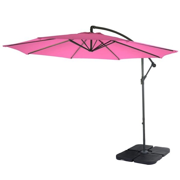 Parasolfodbold solbeskyttelse Ø 3m vippelig polyester/stål 11kg rosa med støtte Rosa