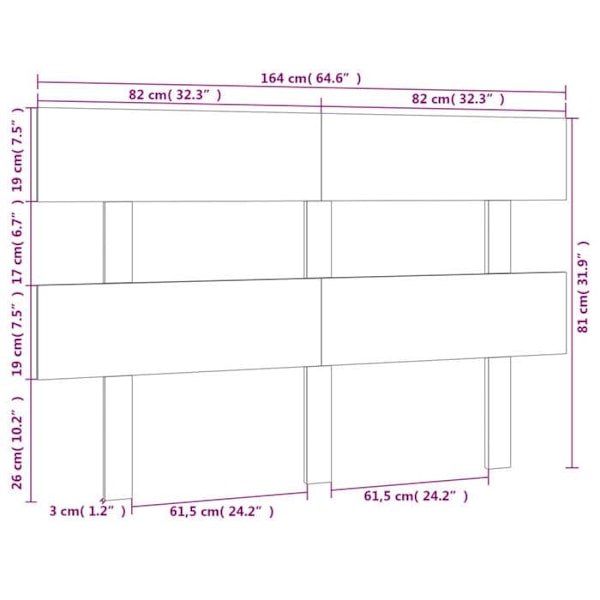 Sänggavel till sängrum möbel 164 x 3 x 81 vit furu