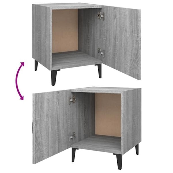 Set med 2 sängbord för förvaring med dörr 40 x 40 x 50 cm i grå ingenjörsträ och metall DEC035751 kastanj