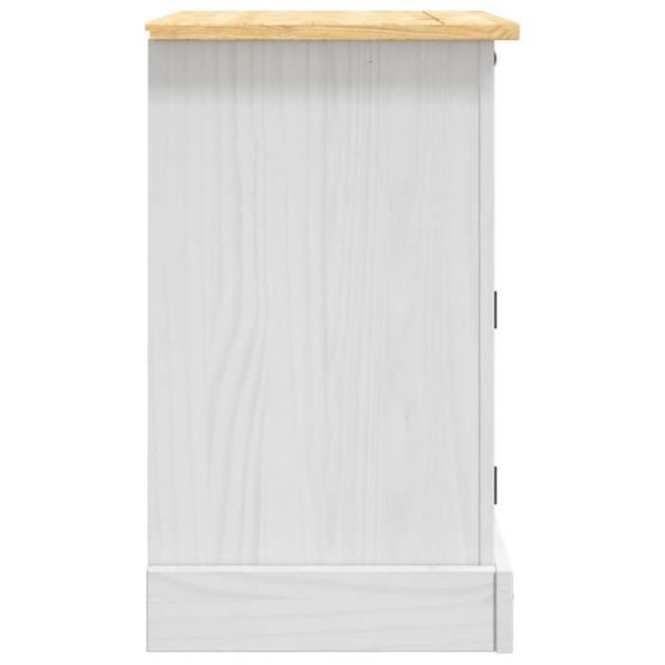 Yöpöytä vetolaatikolla ja ovellisella lokerolla 53 x 39 x 66 cm massiivipineistä valkoista DEC033932 Vit