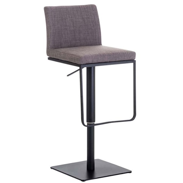 Barstool x1 med fotstöd, fyrkantig basplatta i svart metall, sits i grått tyg 10_0005306 Grå