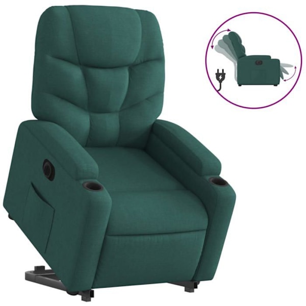 Very comfortable reclining TV armchair with electric lift function in dark green fabric DEC028591 Guld
