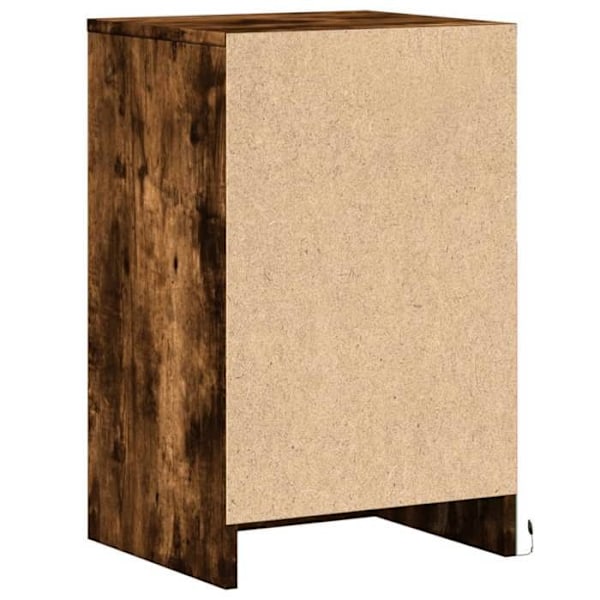 Sengebord med LED-lys og skuffer 38 x 34 x 61 cm i brun ingeniørtræ DEC032791 kastanj