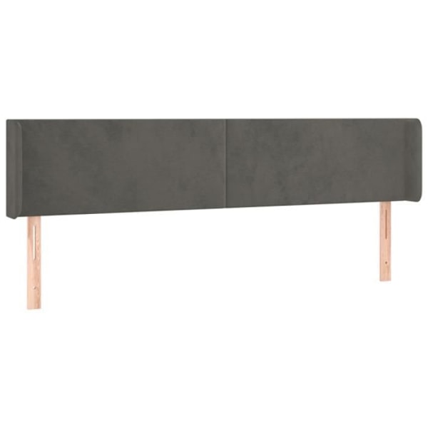 Hovedgærde til seng med LED-møbel 183 x 16 x 78/88 mørkegrå velour