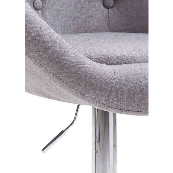 Moderne design barstol i æggeform med polstring, chrome metal fodstøtte, gråt stof TDB10337 Grå