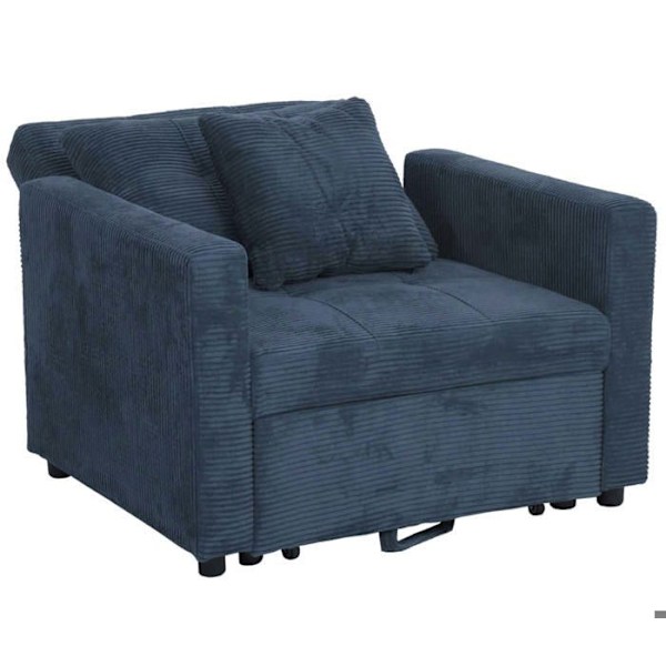 Fåtöljsäng extrasäng avslappning justerbart ryggstöd sovyta 197x100 cm sammet blå 04_0006251 Blå