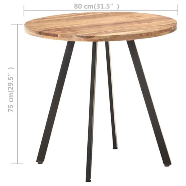 Ruokapöytä keittiö pöytä 80 cm akasiapuusta ja rautaa DEC036632 kastanj