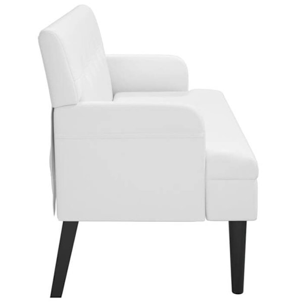 Pehmustettu penkki selkänojan ja käsinojien kanssa 112 x 65,5 x 75 cm valkoista PVC:tä DEC024638 Vit