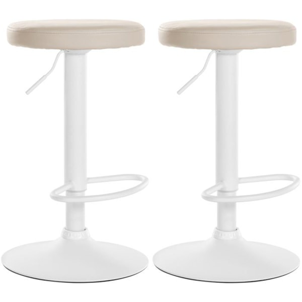 Barstole - Décoshop26 - TDB10679 - Sæt af 2 - Højdejusterbar - Moderne design Vit