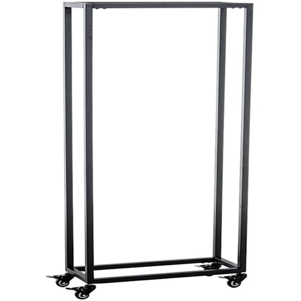 Range bûches hylla stöd i trä för eldstad på hjul 150x40x25 cm i svart metall 10_0003529 kastanj