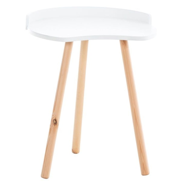 Skandinavisk design sidobord höjd 54 cm i bönform av MDF i vitt och ben i trä 10_0005515 Vit