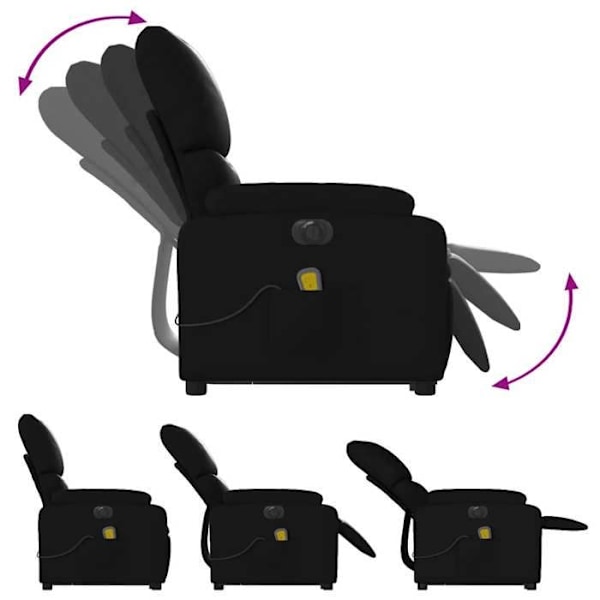 Massagefåtölj med lutningsfunktion och elektrisk lyftfunktion i svart PVC DEC027805 Svart