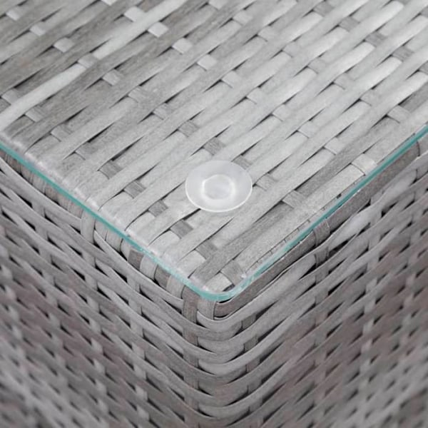 Sæt med 3 sideborde til planteholdere i grå glas, grå fletning og metal DEC032664 Grå