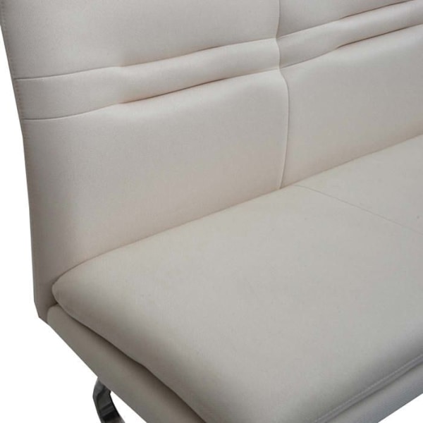 Bänk för matsal, stoppad bänk med ryggstöd i krämfärgad tyg, rostfritt stål, längd 160 cm 04_0005849 Grädde