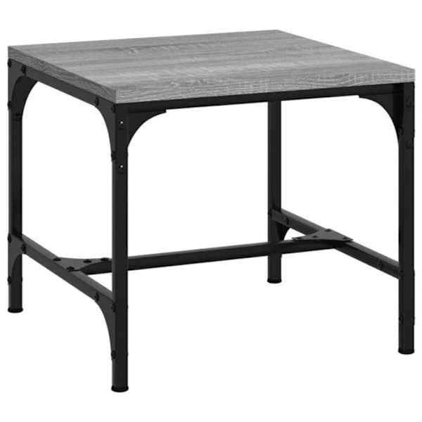 Sæt med 2 sideborde 40 x 40 x 35 cm i gråt ingeniørtræ og stål DEC031316 kastanj