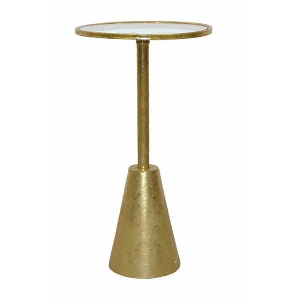 Bord med opbevaring og dekoration i metal, glasplade, antik guld MED05127 Metall