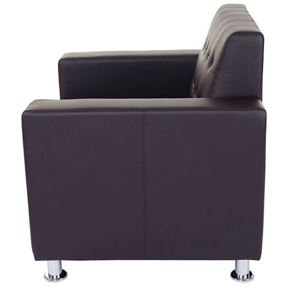 Lounge-fåtölj i syntetiskt material i kaffefärg med metallben, modern design 04_0003125 Metall