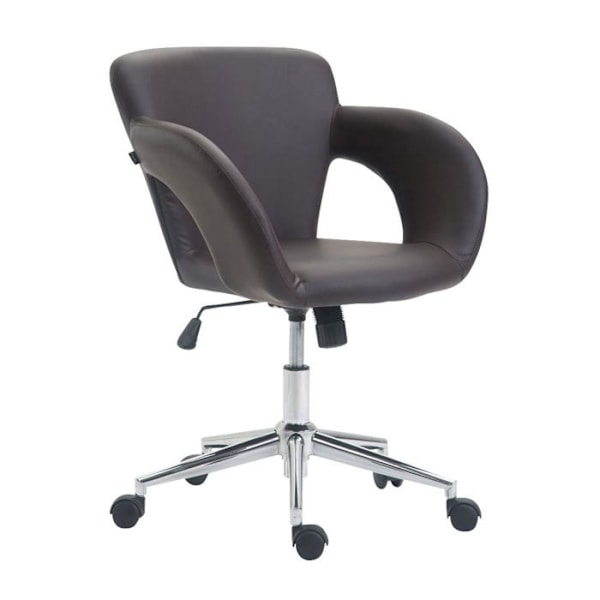 Kontorstol - Décoshop26 - BUR10344 - Syntetisk brune - Højdejusterbar - Armlæn kastanj